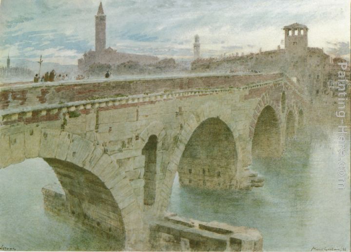 Ponte Pietra, Verona painting - Albert Goodwin Ponte Pietra, Verona art painting